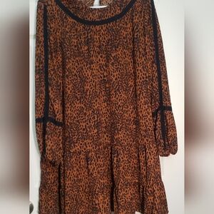 leopard print Long Sleeve Dress